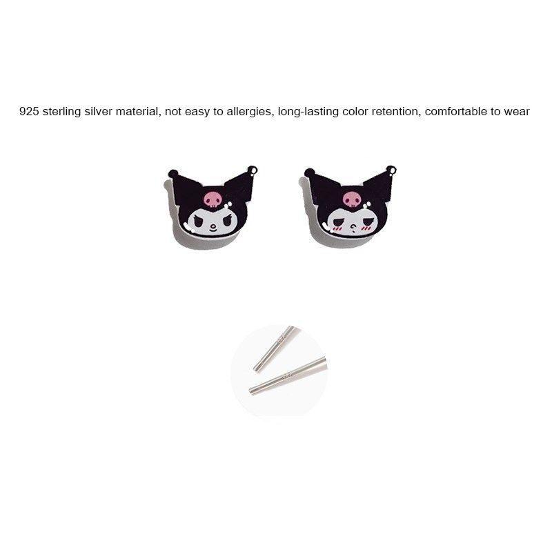 Cute Kuromi Little Devil Ear Clip Without Ear Holes Female Ins Fashion New Plastic Ear Studs Niche Design Sense