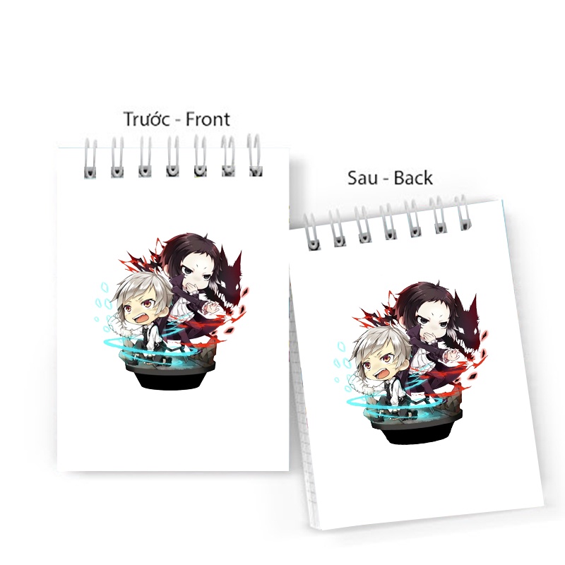 Sổ tay in hình Bungou Stray Dogs lò xo 6x10 ghi chú tiện lợi học tập xinh xắn anime chibi