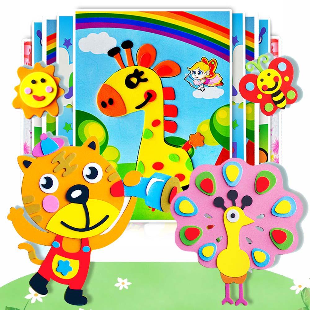 Miếng Dán Xốp EVA Hình Động Vật 3D Dễ Thương Dùng Trang Trí Thủ Công DIY