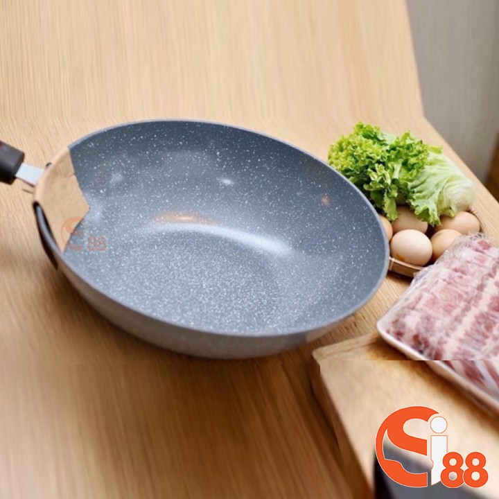 Chảo Vân Đá Chống Dính Sâu Lòng 32cm Phù Hợp Với Tất Cả Loại Bếp - Chảo Đáy Sâu Tiết Kiệm Dầu DT02