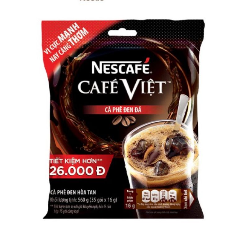 Nescafe Cafe Việt hòa tan đen đá ( Bịch 35 gói x 16g )