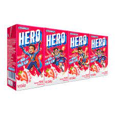 Thức Uống Sữa Trái Cây Hero Vị Dâu - Lốc 4 Hộp x 110ml