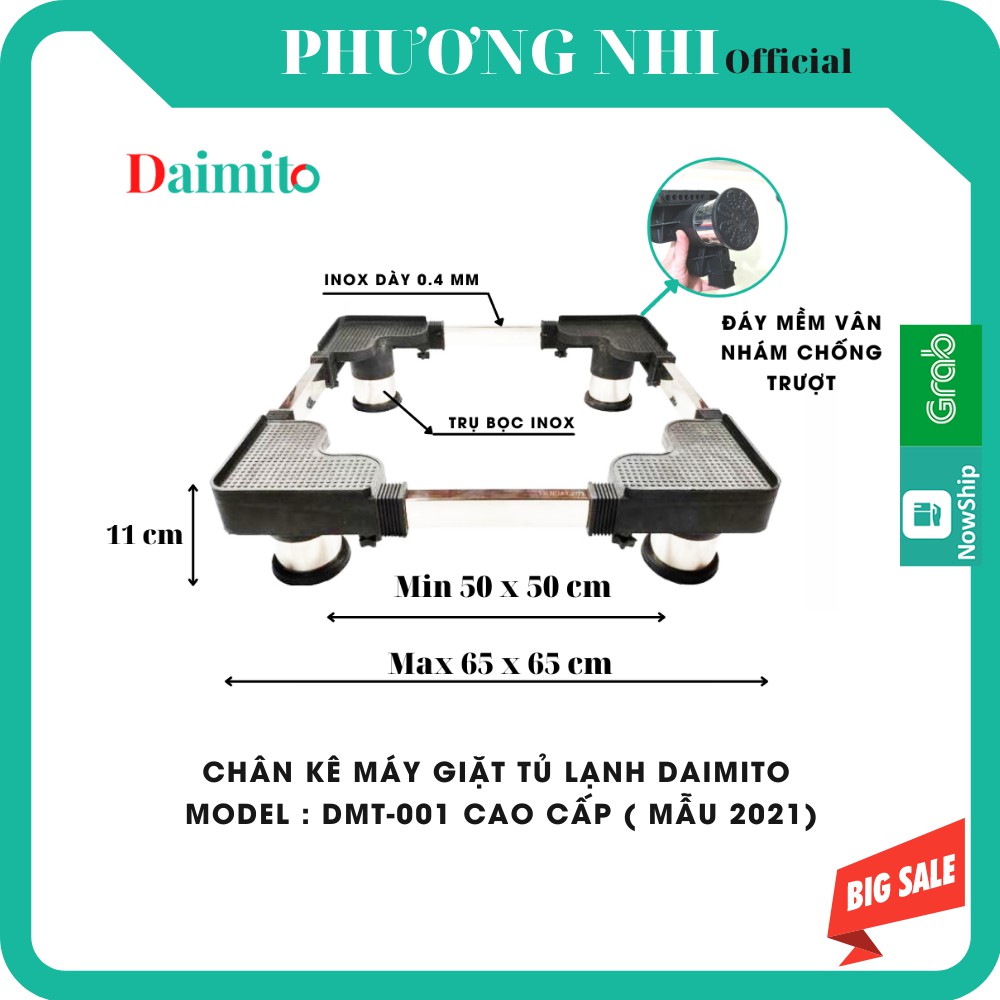 ⚡SALE⚡ CHÂN KÊ MÁY GIẶT, CHÂN KÊ TỦ LẠNH INOX KÍCH THƯỚC ĐIỀU CHỈNH TỪ 50 - 65 CM DAIMITO