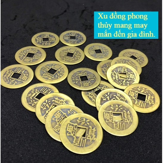 Combo 20 đồng xu phong thủy, chất liệu đồng, đem may mắn, tài lộc, cầu bình an