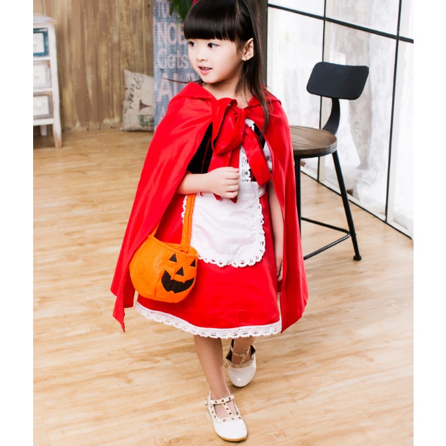 Trang phục hóa trang cô bé quàng khăn đỏ nhân dịp halloween cho bé gái