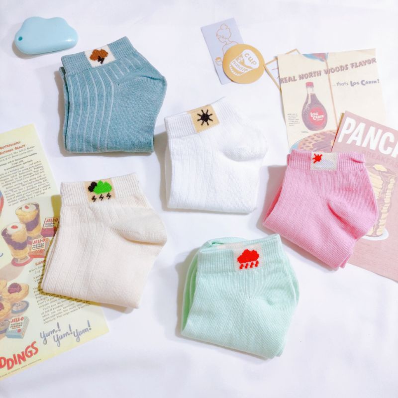 Set 5 đôi Tất-Vớ Cổ Ngắn Hình trái tim, thời tiết.