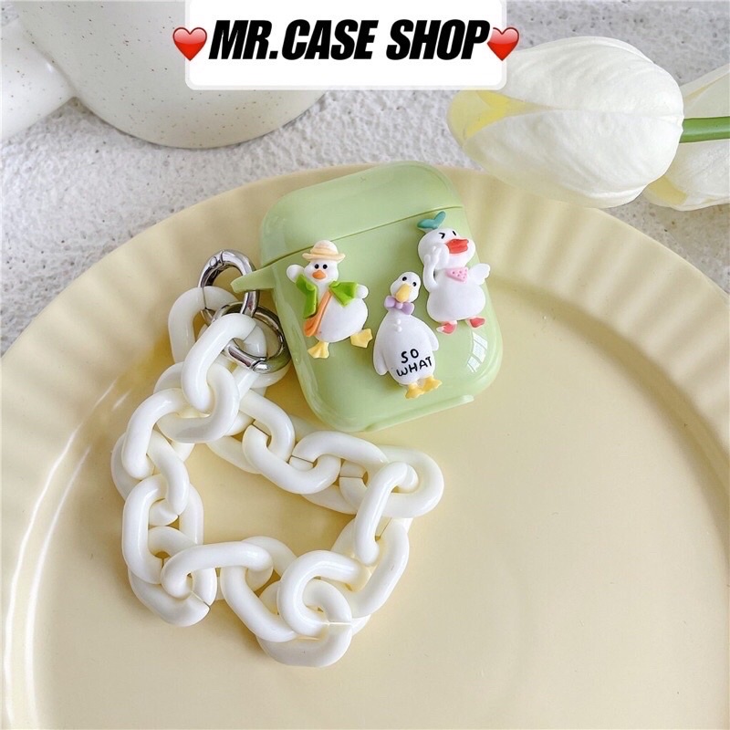 Case Airpods 1/2 /3/Pro Vỏ Ốp Tai Nghe Nhựa Dẻo Hình Silica Gel Xanh Lá - Mr.Case AirPods