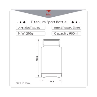 Bình nước TITANIUM KEITH Ti3035 900ml