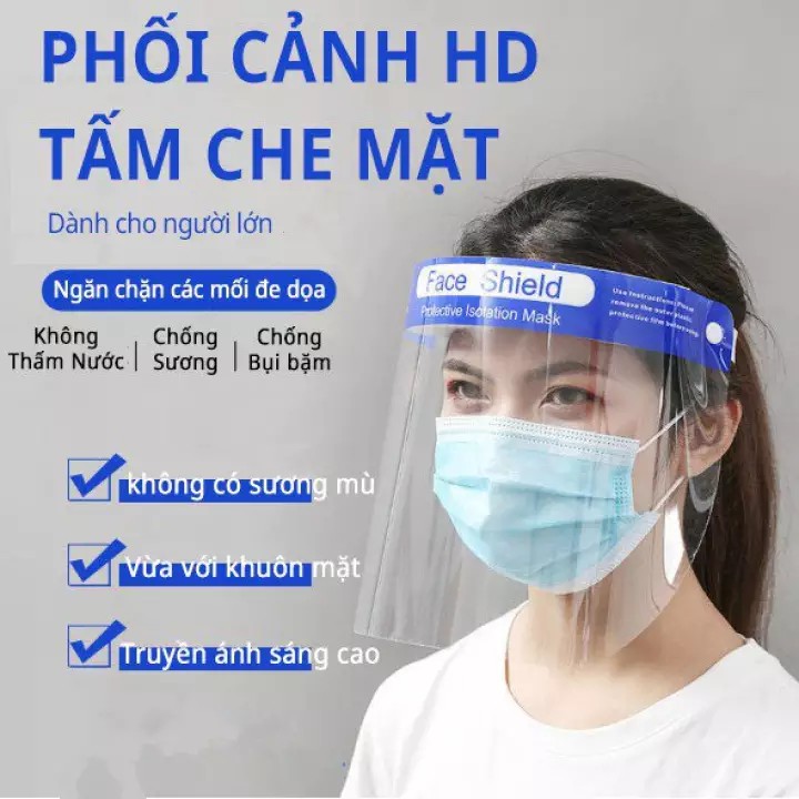 Tấm chắn chống giọt bắn nhựa trong suốt Face Shield - chống giọt bắn, chống bụi, bảo vệ sức khỏe, phòng dịch