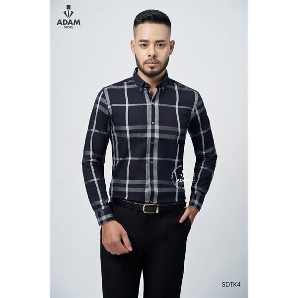 ÁO SƠ MI NAM ADAM STORE BBR KẺ XANH THAN SDTK4