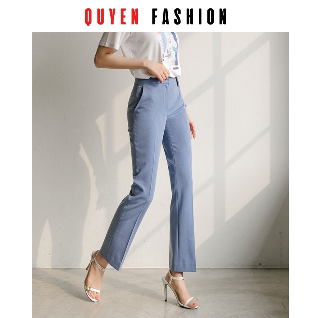 Quần tây công sở nữ màu xanh pastel đính 2 khuy trang trí, kiểu suông đứng trẻ trung, thanh lịch KQ140