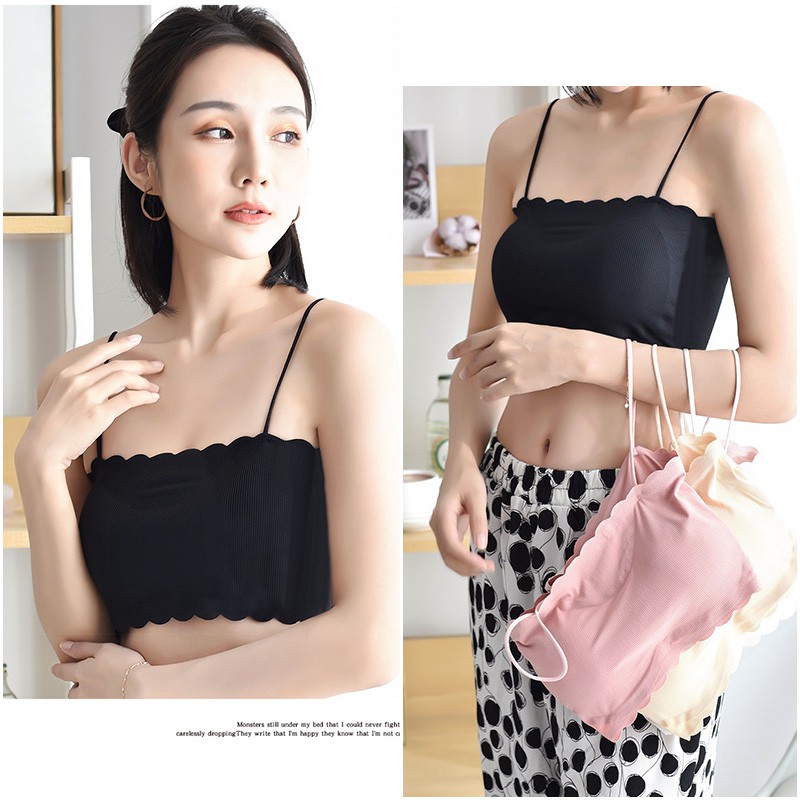 Áo bra 2 dây su gân tăm lượn sóng cực mát