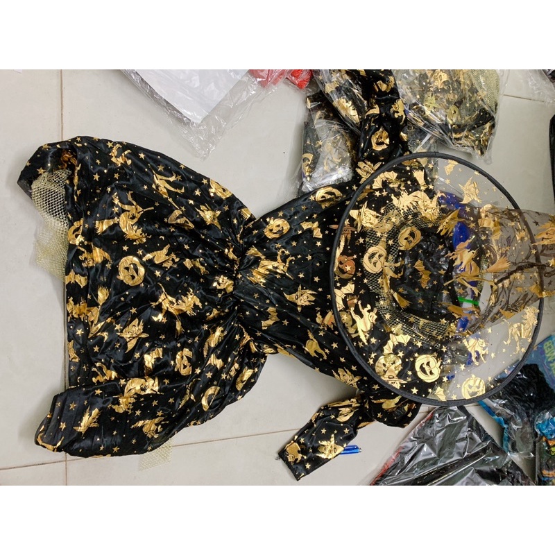 Sét bộ hoá trang halloween phù thuỷ cho bé gái gồm