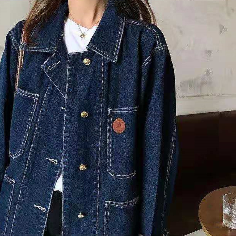 IMAODOU Áo Khoác Jean Nữ Tay Dài Cá Tính Sành Điệu