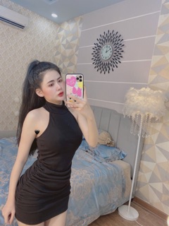 [ẢNH_THẬT_CUỐI] Đầm body sát nách cổ lọ hở lưng