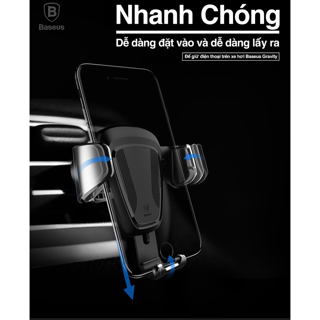 Giá đỡ điện thoại Baseus Gravity Car Holder gắn trên cửa gió điều hòa xe hơi, ô tô | BigBuy360 - bigbuy360.vn