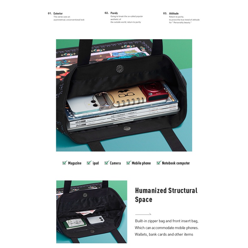 MAH Joy Jungle Túi dành cho nữ học sinh Túi đeo vai lớn Túi xách thời trang thường ngày