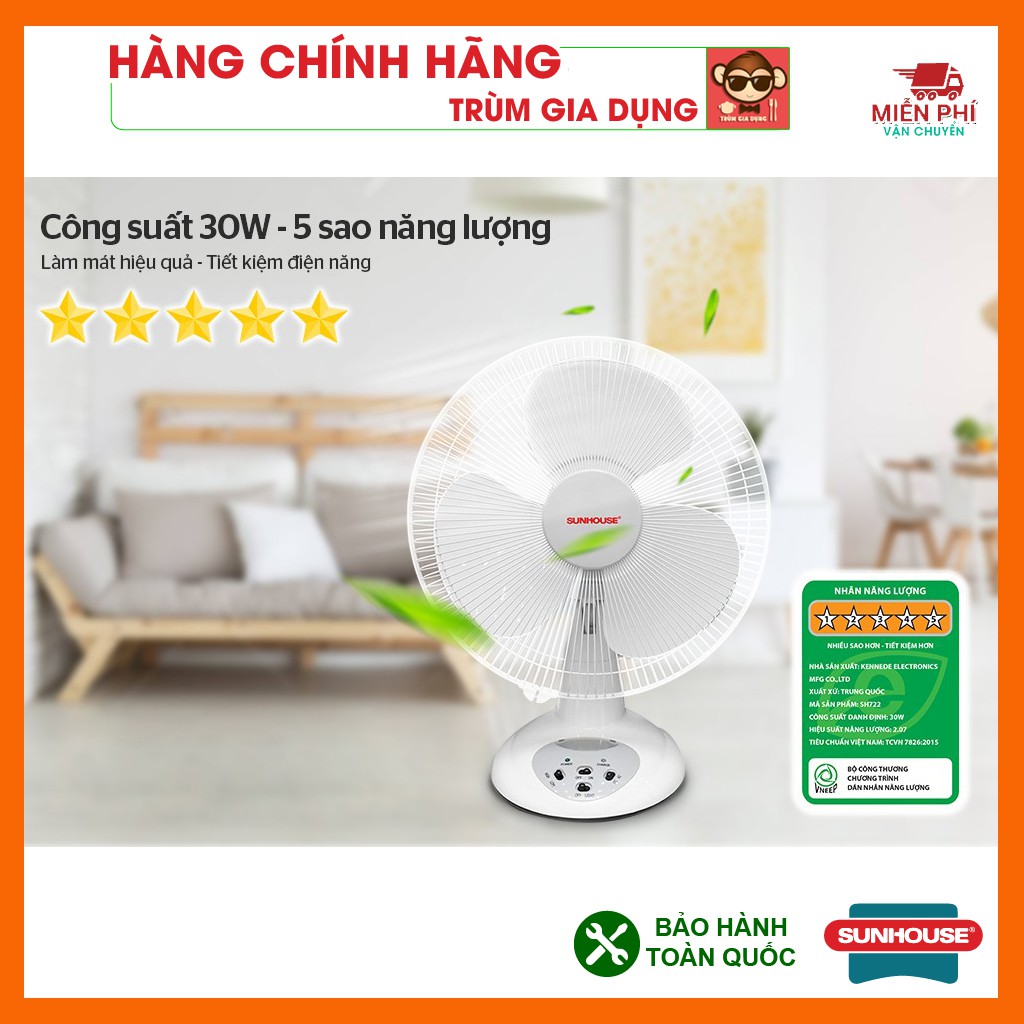 Quạt tích điện, quạt tích điện mini Sunhouse SH722, pin sạc chất lượng cao, động cơ bằng đồng, gió mạnh, máy bền.