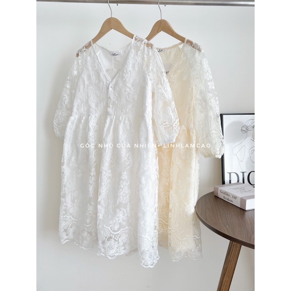 Váy Đầm Nữ Dự Tiệc Dáng Babydoll Phối Ren Cổ Tim, Váy Dự Đám Cưới Babydoll