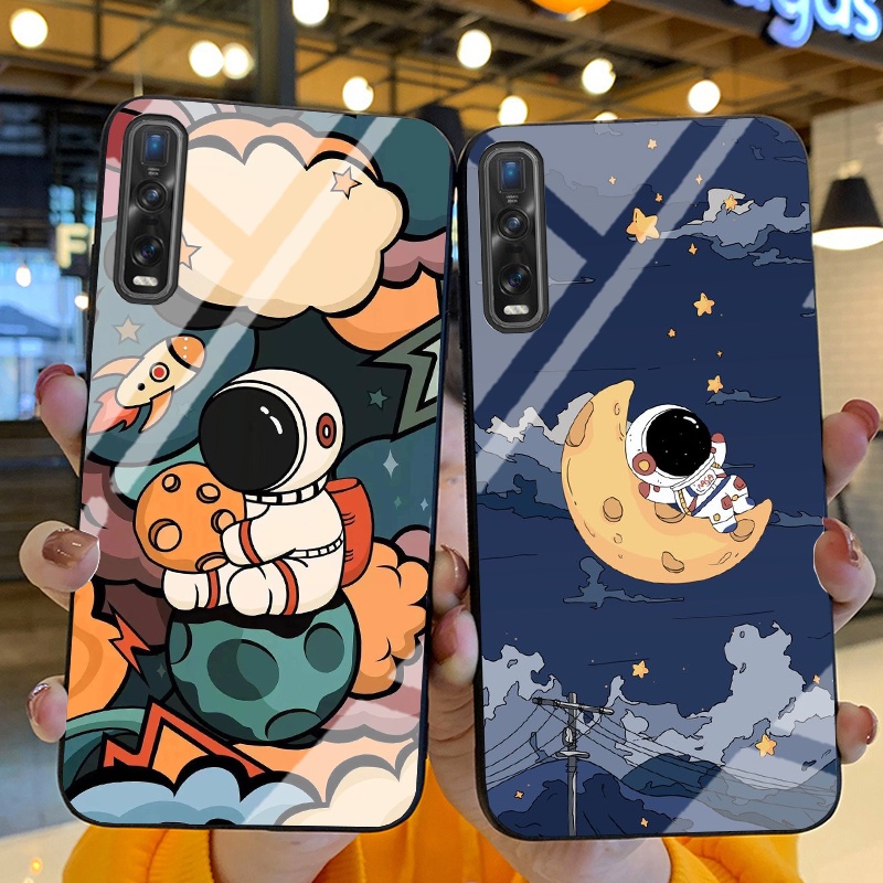 Ốp Lưng OPPO FIND X2, FIND X2 PRO Ốp kính bóng cao cấp Phi Hành Gia