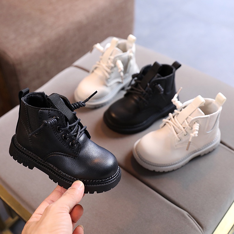 Toddler Kids Martin Boots New Fashion Boys Girls Black Leather Boots Shoes British Style Single Shoes