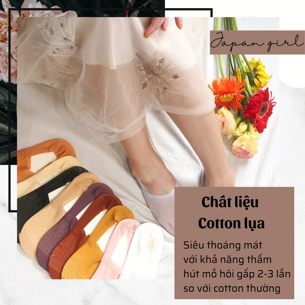 Tất lười nữ ALISA bán lẻ 10 màu vớ nữ pastel chất cotton lụa có lưới thoáng khí đi giày cao gót