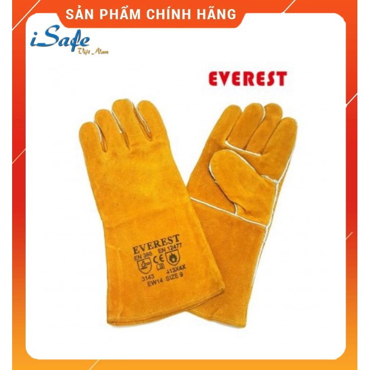 Găng tay thợ hàn chịu nhiệt, bao tay hàn chống nóng bằng da lộn ,chống mài mòn Everest EW14