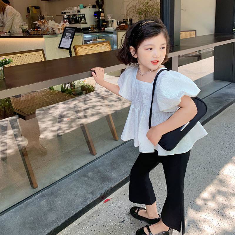 Quần Dài Ống Loe Xẻ Tà Màu Đen Thời Trang Xuân Thu Cho Bé Gái