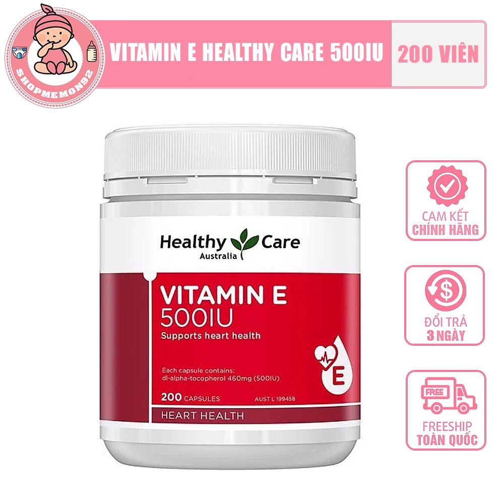 Viên uống bổ sung Vitamin E của Úc Healthy Care Vitamin E 500IU 200 viên