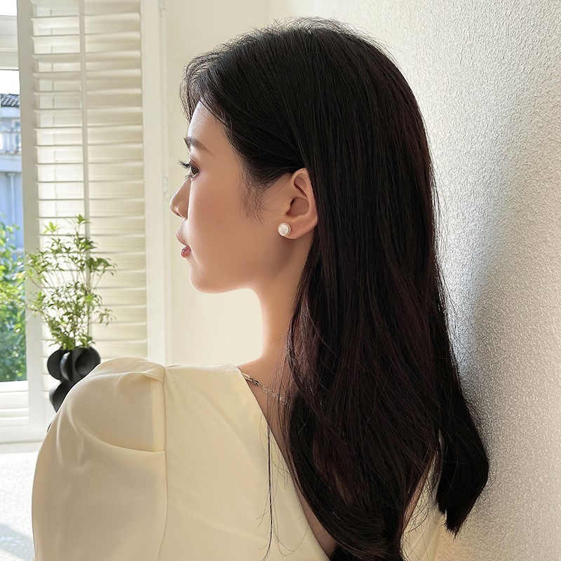 Khuyên Tai Đính Ngọc Trai Kiểu Dáng Đơn Giản Thanh Lịch Dành Cho Nữ