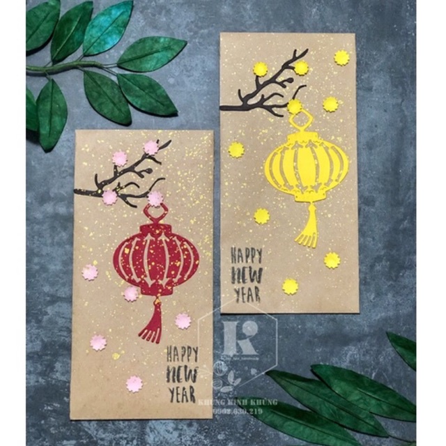 Set 2 bao lì xì Tết 2022 - bao lì xì phong cách vintage - hàng handmade