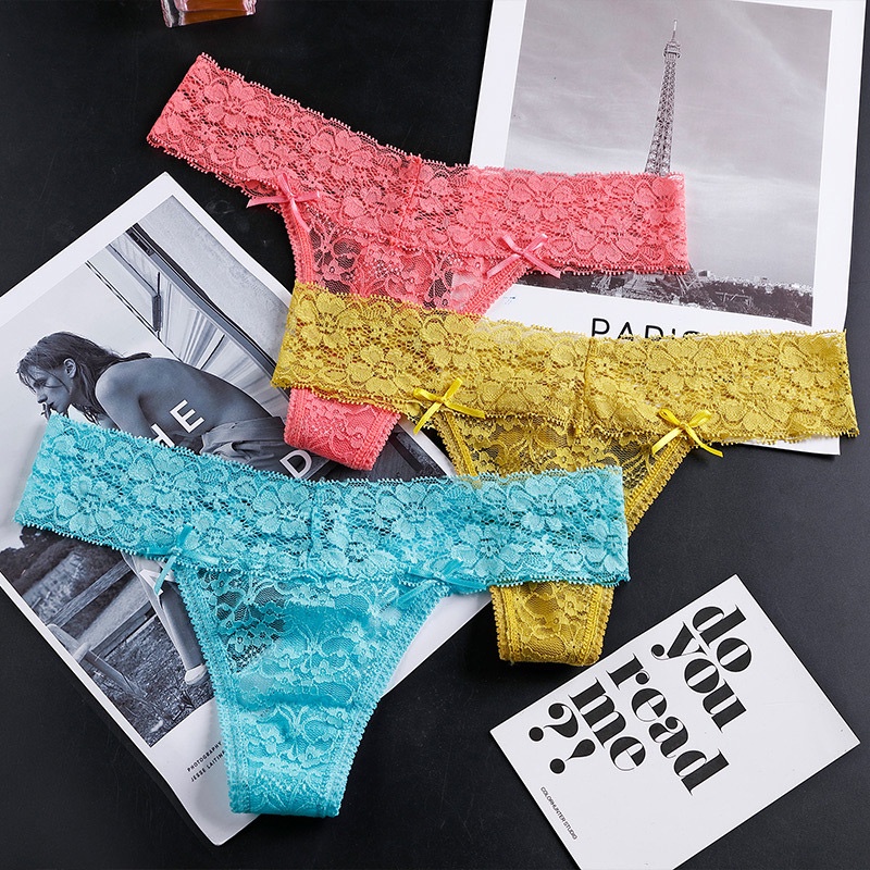 Set 3 Quần Lót Ren Lọt Khe Gợi Cảm Dễ Thương Size S-XL ZXYOUPING