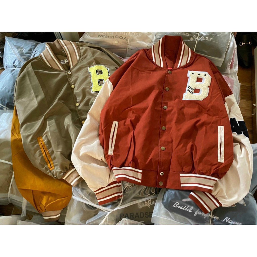 Áo Khoác Bomber/ Áo Khoác Dù Bóng Thêu B-45 Chất Dù Das Lót Thun Form Rộng Unisex Nam Nữ Ulzzang