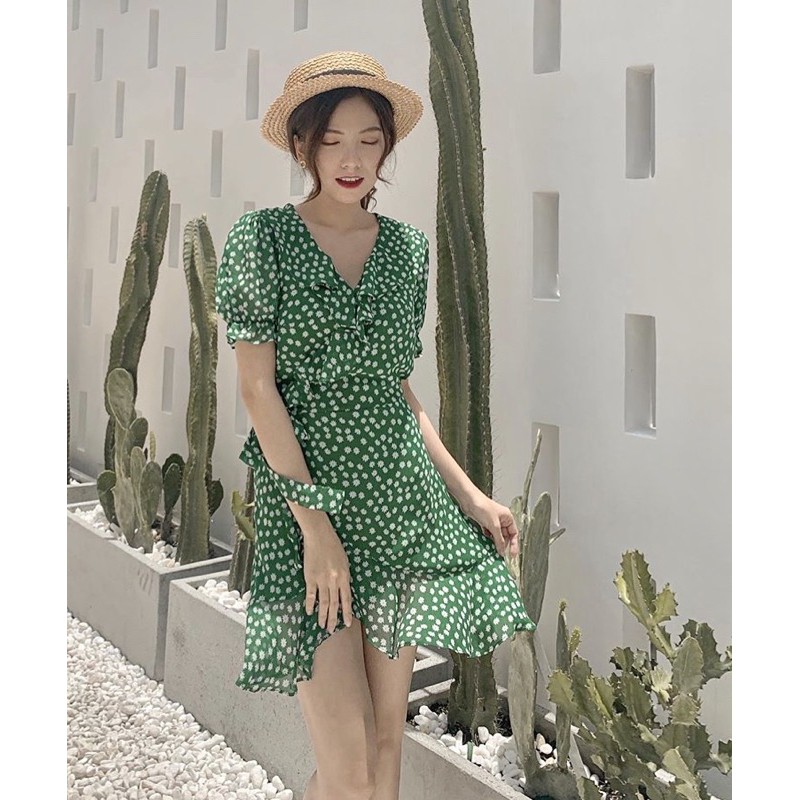 Váy đỏ chấm bi Blapink đắp tà vải voan rủ - DRESS T05A T04 | BigBuy360 - bigbuy360.vn