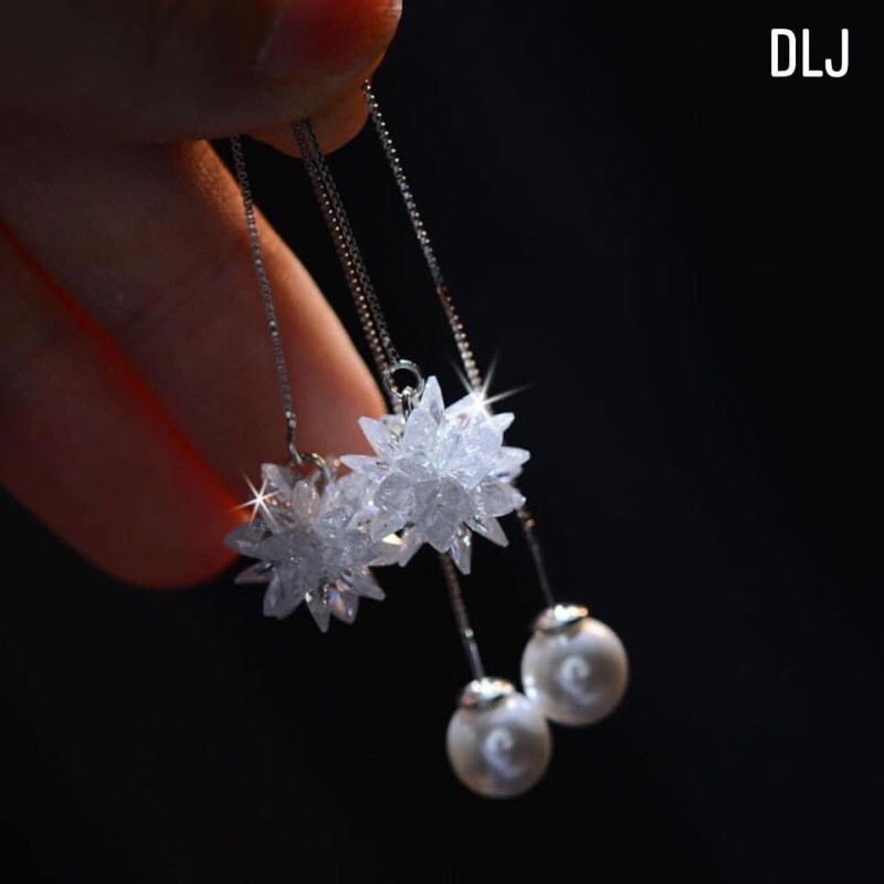 BÔNG TAI BẠC MẶT ĐÁ PHA LÊ CAO CẤP