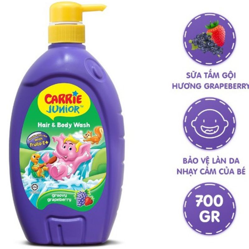 Sữa tắm gội toàn thân cho bé Carrie Junior 700g/280g