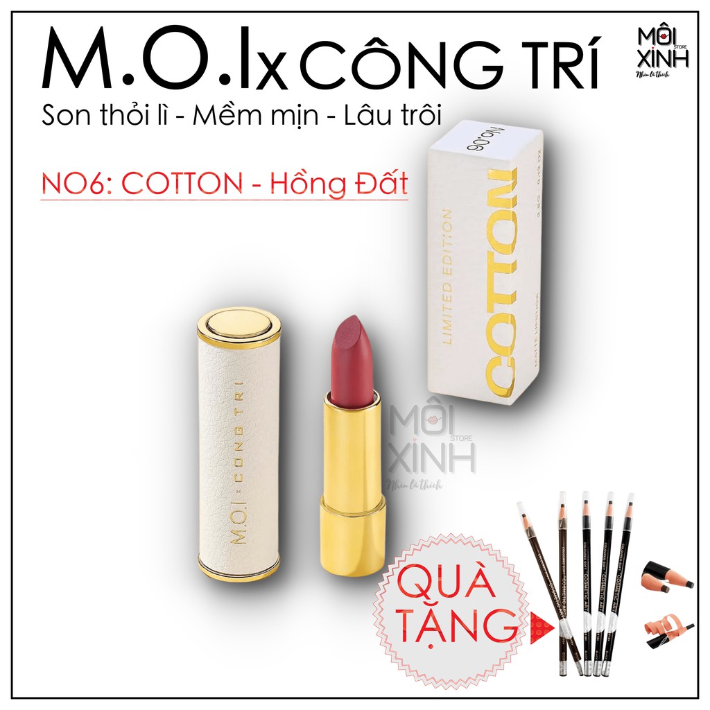 [𝐅𝐑𝐄𝐄 𝐒𝐇𝐈𝐏]-Son Môi Hồng Đất M.O.I Hồ Ngọc Hà Son Thỏi Lì M.O.I x Công Trí (Bản Giới Hạn)