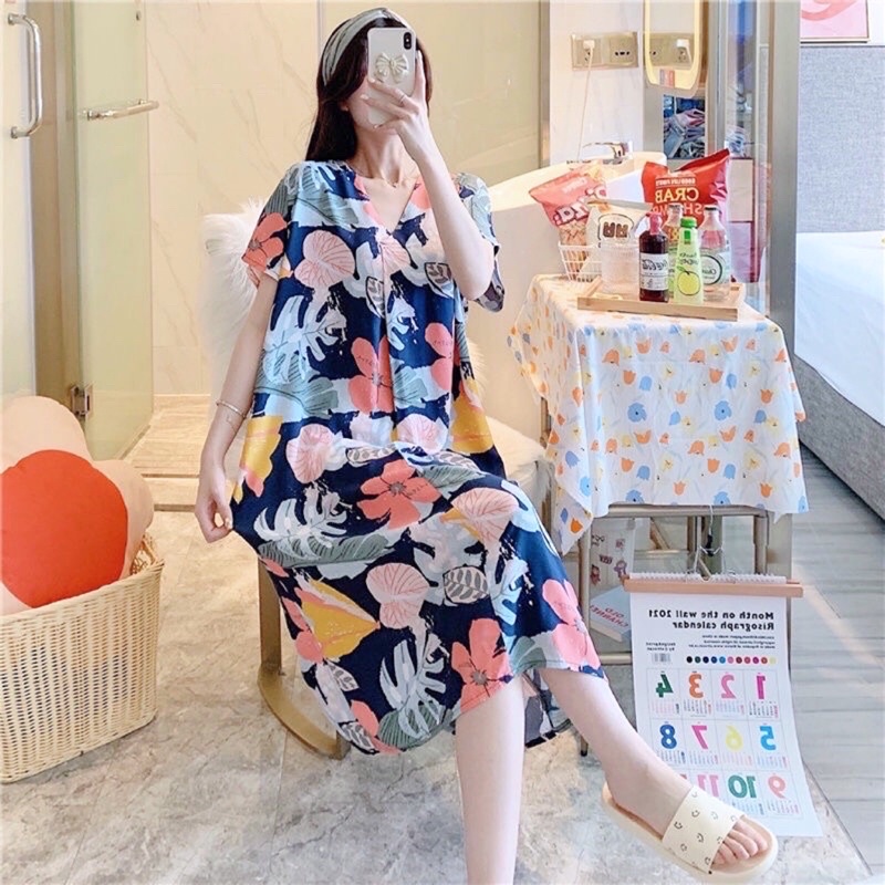 Váy lanh, váy ngủ lanh lụa freesize rộng, cực nhẹ mát