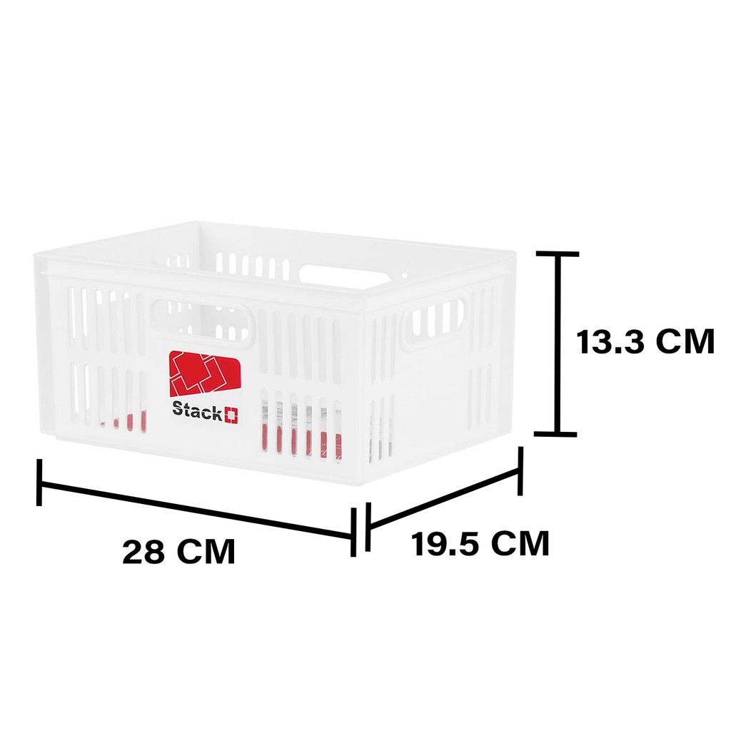 HomeBase STACKO Rổ nhựa để đồ có thể xếp chồng lên nhau Thái Lan W28xD19.8xH13.3cm Trắng