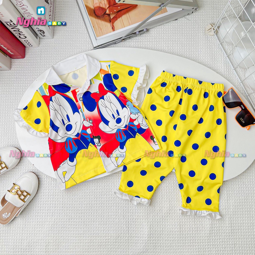 Đồ bộ bé gái quần dài áo ngắn tay NGHĨA BABY dành cho bé