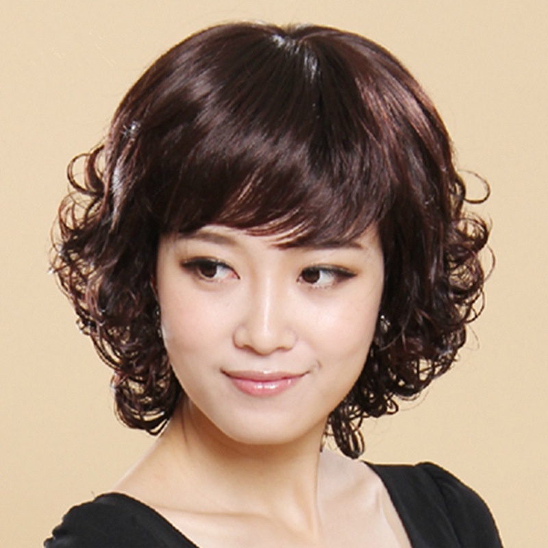 Tóc giả ngắn thoáng khí thời trang cho phụ nữ trung niên