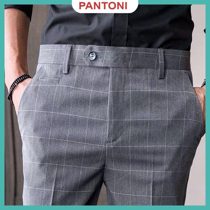 Quần âu nam kẻ sọc chất vải cotton cao cấp, Quần baggy nam chuẩn thiết kế hàn quốc Pantoni