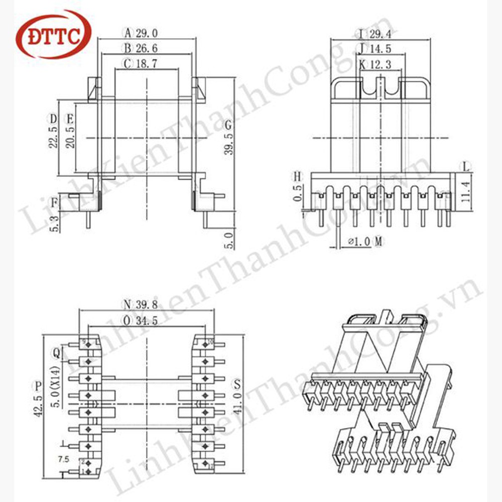 Biến Áp Xung EE4220 (8+8) Nằm
