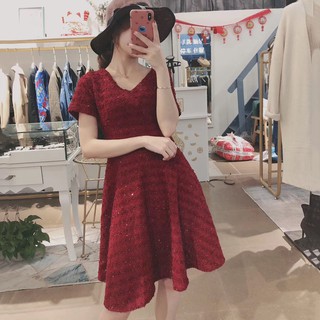 (ORDER) VÁY NHŨ BLING BLING ĐỎ ĐUN( ẢNH THẬT LÀ 3 ẢNH CUỐI )