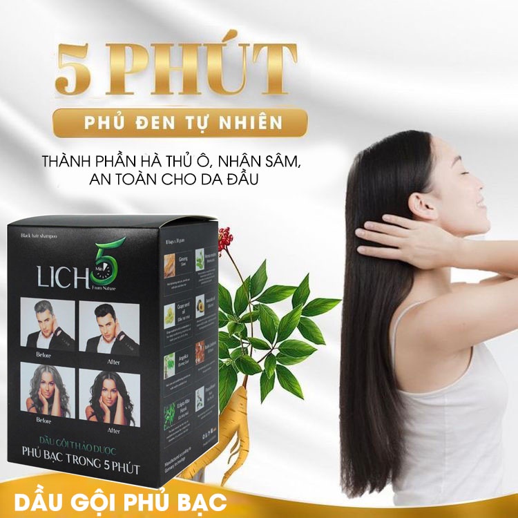 Lich 5 Dầu gội nhuộm tóc thảo dược tự nhiên