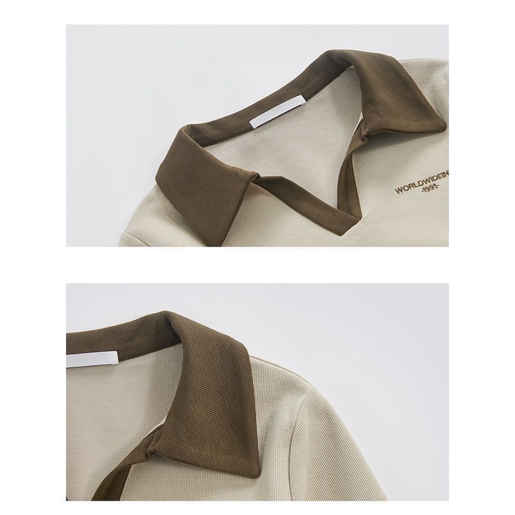 Áo polo Mỏng Tay Dài Màu Sắc Tương Phản Thời Trang Mùa Thu Cho Nữ