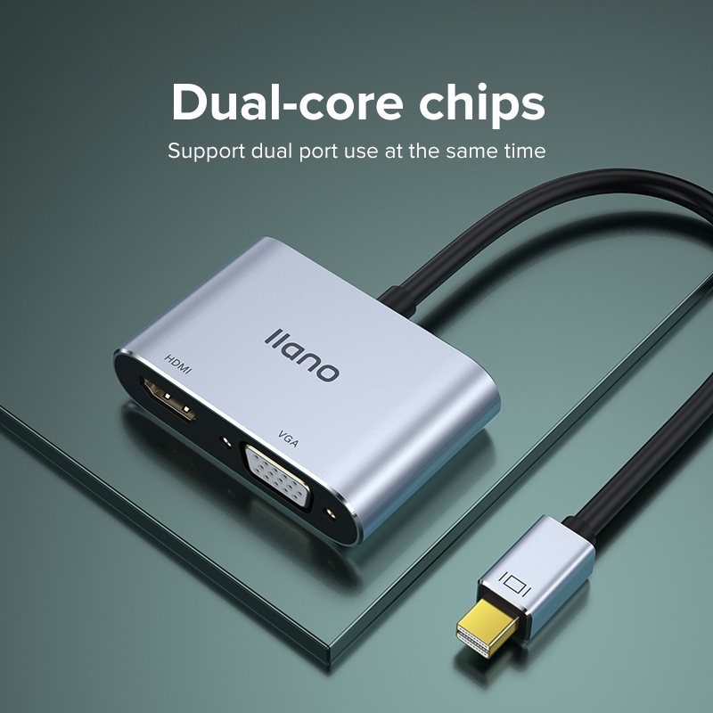 Đầu Chuyển Đổi Llano Cổng Mini DP Sang HDMI/VGA 4K 1080P Thunderbolt Mini DP 2 Trong 1 | BigBuy360 - bigbuy360.vn