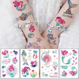 1 Hình Xăm Dán Chống Nước Hình Nàng Tiên Cá Hoạt Hình