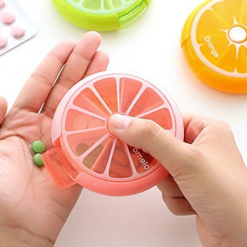 Hộp Chia Thuốc Hình Miếng Cam, Chanh, Bưởi 7 Ngăn Tiện Dụng