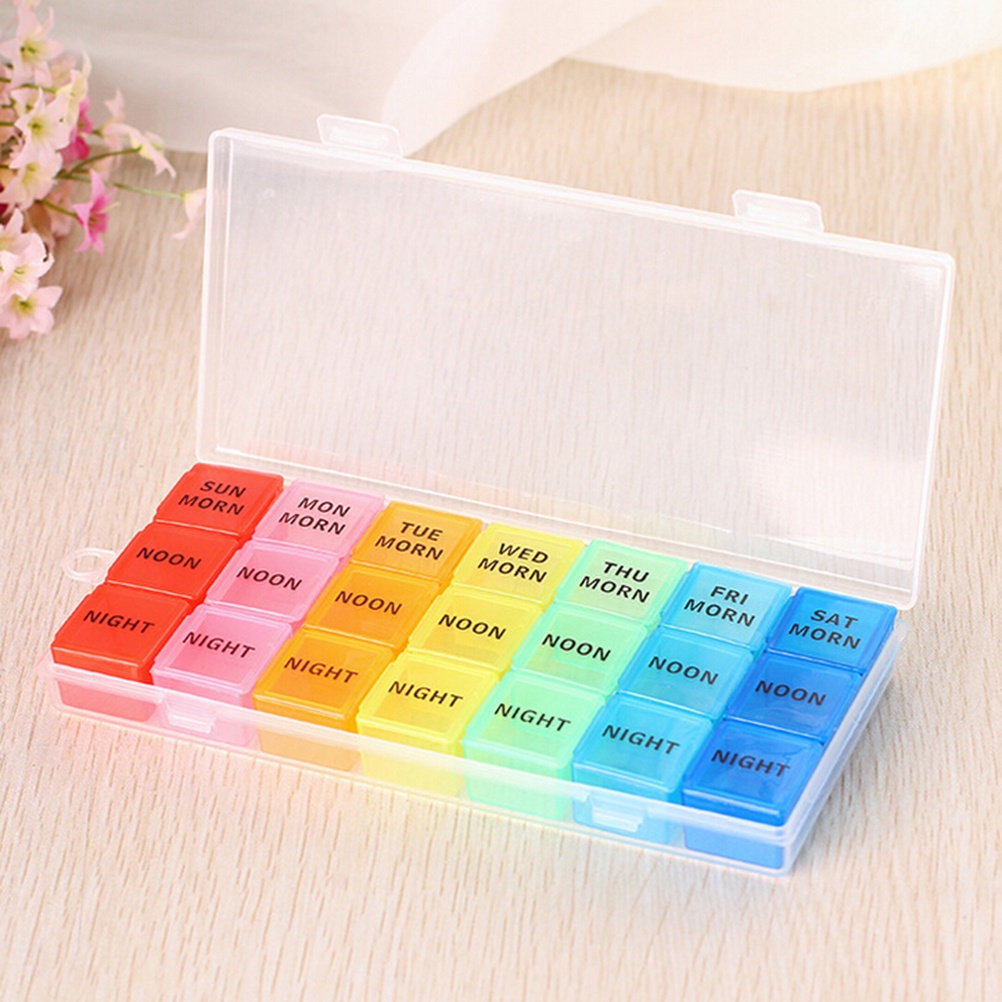 Hộp đựng thuốc 21 ngăn có nắp tiện lợi